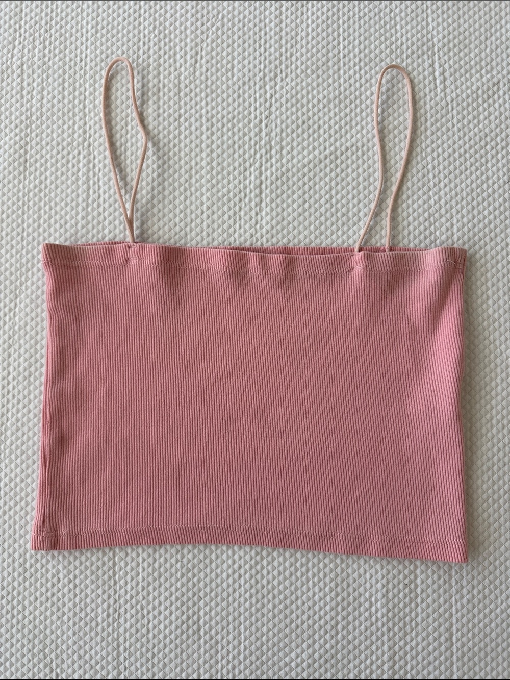 ZARA Pink Ribbed Cropped Cami Tank Top Size Large